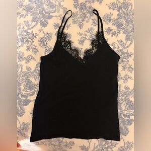 Zara Black Lace Trim Cami Top